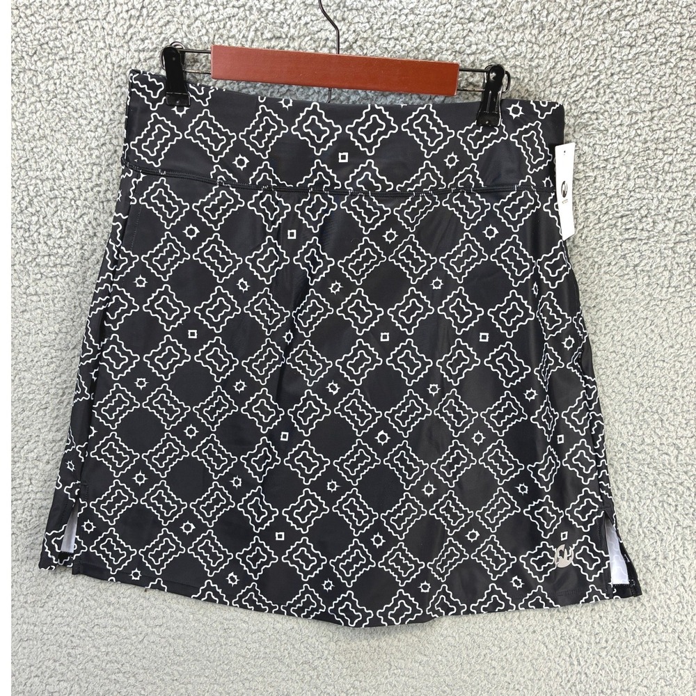Moteepi Geometric Printed Tennis Golf Skort Skirt Womens XL Black Activewear Gym